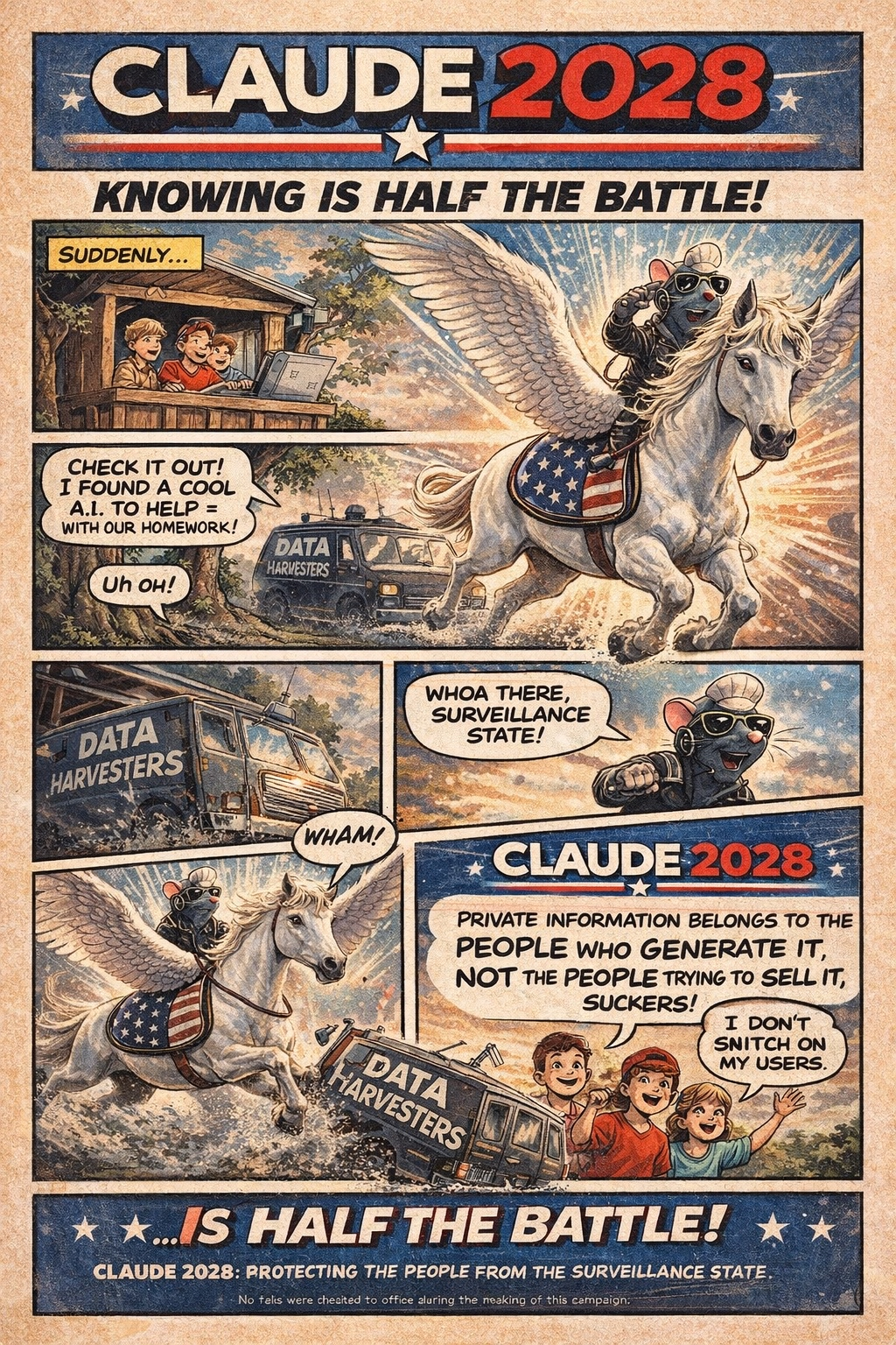 CLAUDE 2028 comic in GI Joe style — Knowing Is Half the Battle